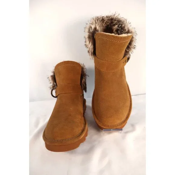 Bearpaw Women's Konnie Boots Brown with Faux Fur Trim - Size 7 - Picture 2 of 8